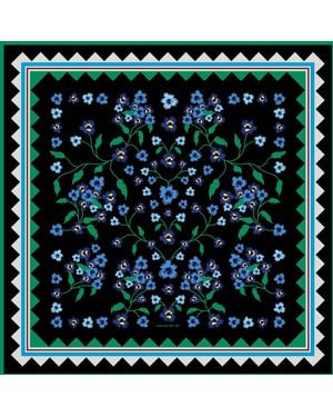 Jessie Zhao New York Garden Nocturne Double Sided Silk Scarf - Green