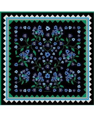 Jessie Zhao New York Garden Nocturne Double Sided Silk Scarf - Green