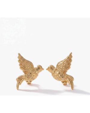 Elk & Bloom Dainty 14K Love Birds Stud Earrings - White