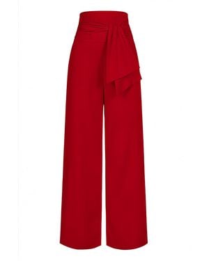 Marianna Déri Wide-Leg Trousers With Tie Belt - Red