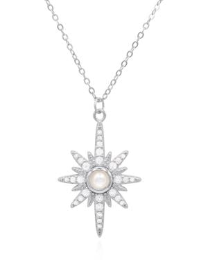 Luna Charles Heidi North Star Birthstone Necklace Sterling June - Metallic