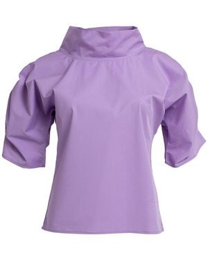 Bianca Popp Puff Blouse With Collar - Purple