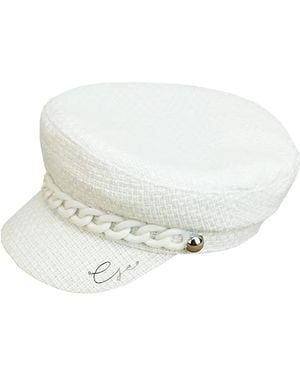 Chanel Joan Elkayam Chunky Chained Baker Boy Hat - White