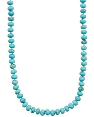 Becket + Quill Long Beaded Necklace - Blue