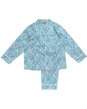 Lime Tree Design Floral Cotton Pyjamas - Blue