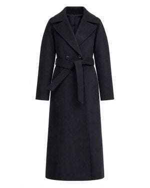 Julia Allert Suede Belted Long Coat – - Black
