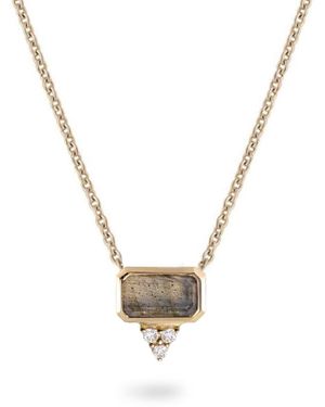 Zohreh Labradorite & Sapphire Necklace 9K - Metallic