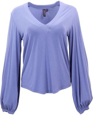 lords of harlech Val Dawn Lyocell Stretch V-Neck Top - Blue