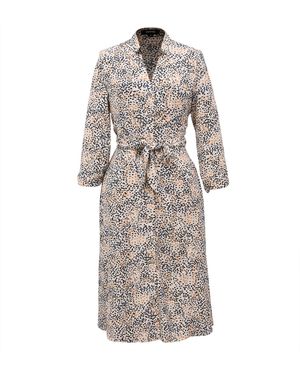 Smart and Joy Neutrals Minimalist Printed Tea Dress - Grey