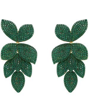 LÁTELITA London Petal Cascading Flower Clip On Earrings Cz - Green
