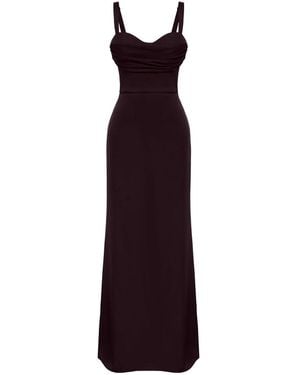 POST MERIDIEM Chocolate Maxi Dress With Gathered Bodice - Purple