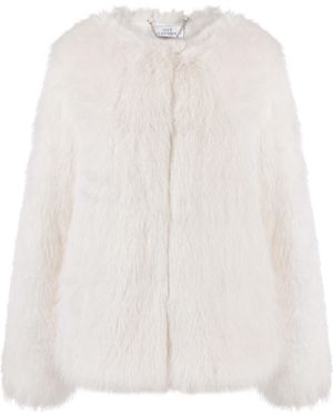 ISSY LONDON Neutrals Marlene Jacket Vegan Luxe Faux Fur Cream - White