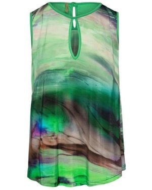 Conquista Keyhole Detail Print Top - Green