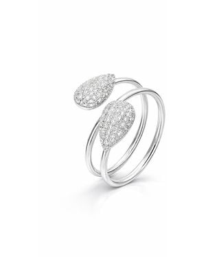 Gold & Honey Cz Pear Wrap Around Ring - White