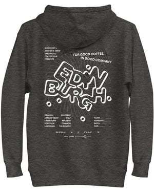 Anchor and Crew Heather Gustatory Edinburgh Coffee Scene Cotton Blend Embroidered Hoodie - Grey