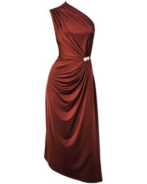 Me & Thee Prank Caller Henna One Shoulder Dress - Red
