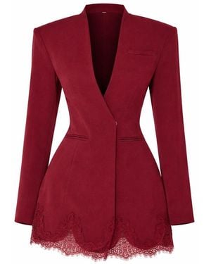 Curated Row Maura Burgundy Lace Blazer Dress - Red