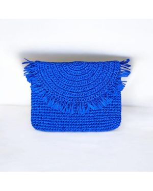 Springmoonatelier Handmade Raffia Mini Bag – - Blue