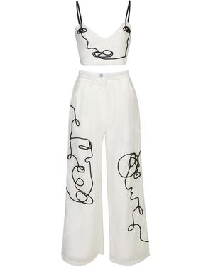 The Gt Atelier Artsy Embroidered Set - White