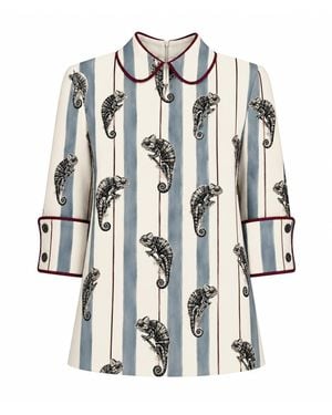 Julia Allert Neutrals Striped Chameleon Blouse With Cuffs - Blue