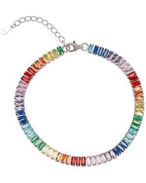 Spero London Sterling Baguette Tennis Bracelet - Blue