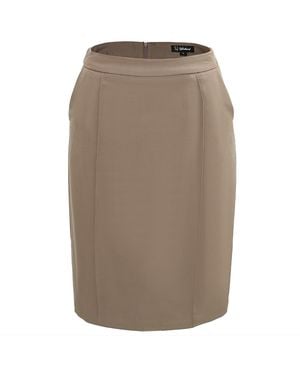 Smart and Joy Straight Skirt With Stitched Folds - Brown