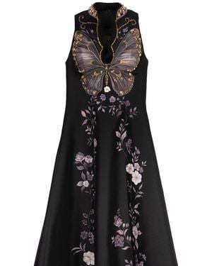 Rondooz Sovereign Butterfly — Hand Painted Satin Dress With Stone Embellishment - Black