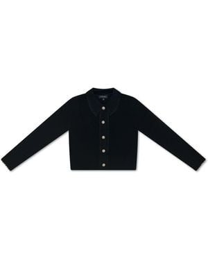 Roch Perel Lace Trimmed Collar Cardigan - Blue