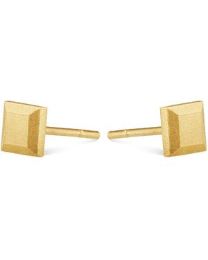 7879 Square Bullion Stud Earrings - Metallic