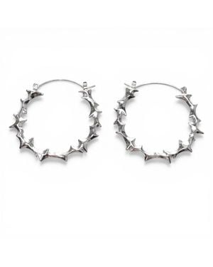 Jagged Halo Jewelry Yennefer Spike Medium Size Hoop Earrings - Metallic