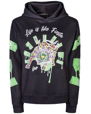 Miracles Manifester Inspirational Affirmation Hoodie With Reflective Design - Blue