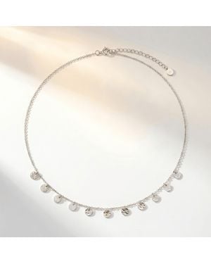 Dainty London Or Disc Charm Necklace - White