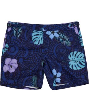 lords of harlech Pool Tropical Fantasy Tailored Swim Short - Blue