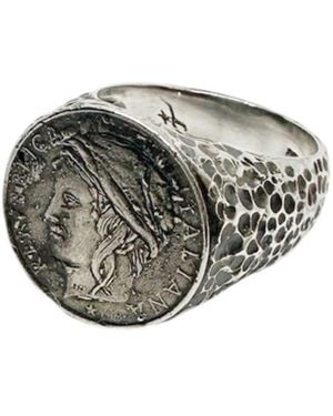 Tg-Jewellery by Tamara Gervasio Roman Lira Coin Signet Ring – Sterling Artisan Design - Multicolour