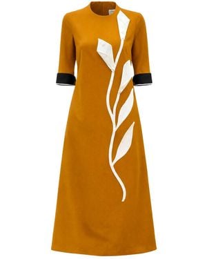 Julia Allert Art-Inspired Semi-Fitted Three-Quarter Sleeves Dress - Orange