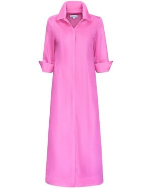 Perlavera Coral Three Quarter Sleeve Length Slim Fit Maxi Dress - Pink