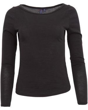 lords of harlech Carly Merino Long Sleeve Crewneck Shirt - Black