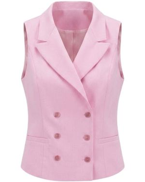 Georgette Peony Buttoned Vest - Pink
