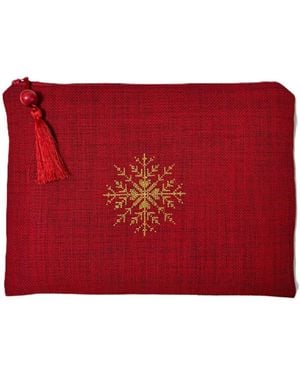 Springmoonatelier Special Handmade Cross-Stitch Clutch Bag - Red