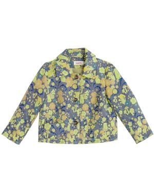 Louche Salut Fairytale Jacquard Cropped Jacket - Green