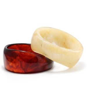 Hye Jane Jewelry Tortoise & Bone Resin Forma Bangle Set - Red