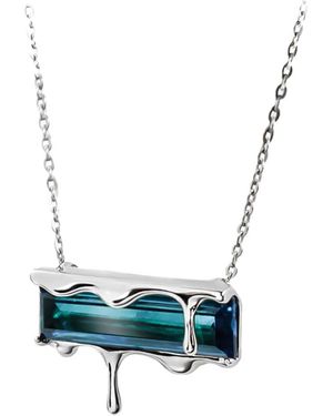 MARIE JUNE Jewelry Dripping Gemstone Sterling Pendant Necklace - Blue