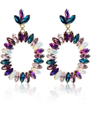 Laura Gray Celest Crystal Hoop Earring - Blue