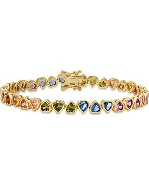Kylie Harper Bezel-Set Multi Colour Heart Tennis Bracelet - Metallic