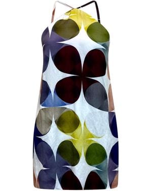 Why Mary Sixties Print Shift Mini Dress - Blue