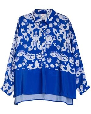 Niza Short Sleeved T-Shirt With Swan Print - Blue