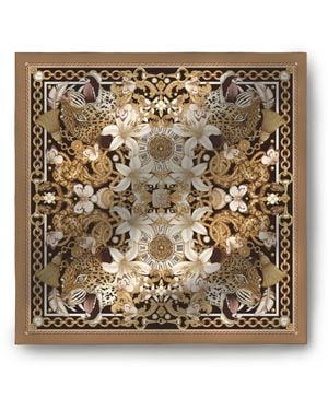 Emily Carter The Leopard & Lily Silk Pocket Square - Metallic