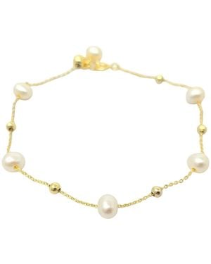 Harfi Natural Freshwater Pearl Bracelet Bridesmaid Gift - Metallic