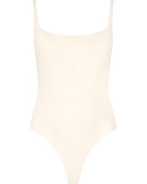 GOD SAVES QUEENS Second Skin Square-Neck Bodysuit Vanilla - White