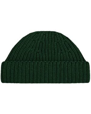Paul James Knitwear Heavyweight Extra Fine Merino Caster Fisherman Beanie - Green